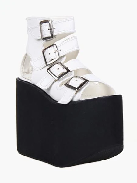 Lolitashow Lolita Sandals High Platform Shoes PU Leather With Buckles - Image 9