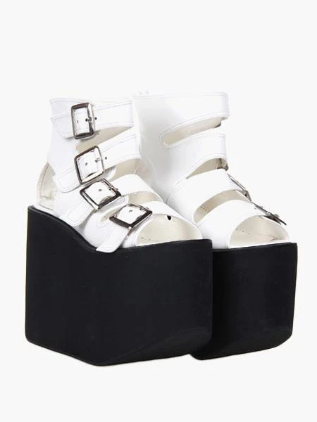 Lolitashow Lolita Sandals High Platform Shoes PU Leather With Buckles - Image 11
