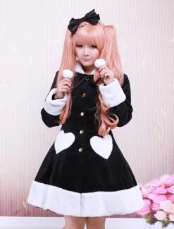 Lolitashow Black Wool Girls Lolita Overcoat