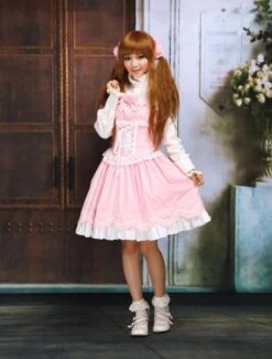 Lolitashow Sweet Ruffles Sleeveless Cotton Lolita Dress