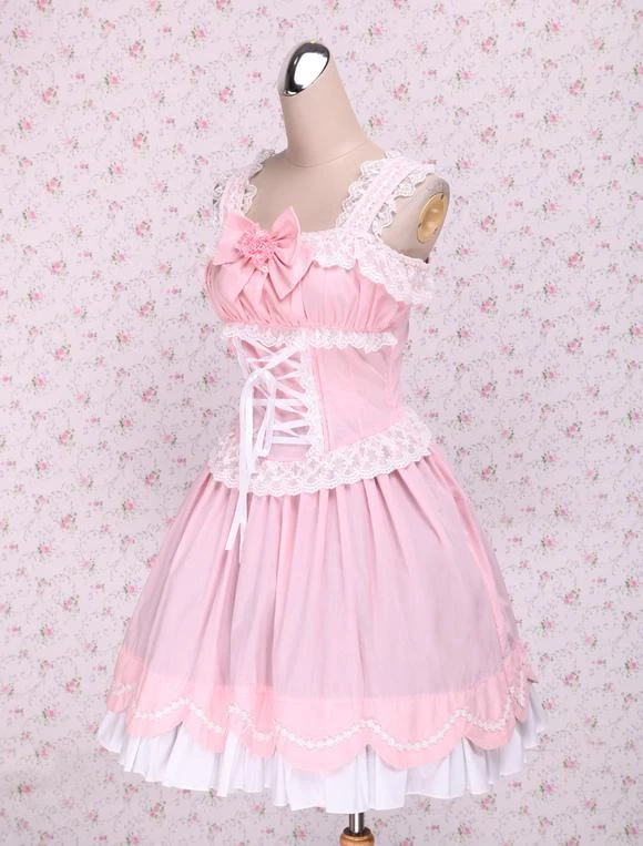 Lolitashow Sweet Ruffles Sleeveless Cotton Lolita Dress - Image 6