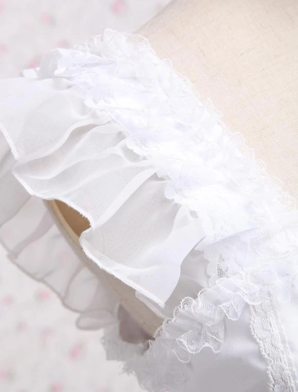 Rococo Lolita JSK Dress Lace Bow Ruffle White Cotton Lolita Jumper Skirt - Image 8