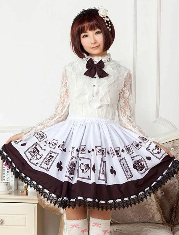 Lolitashow Chocolate Printed Polyester Lolita Skirt For Girls - Image 3