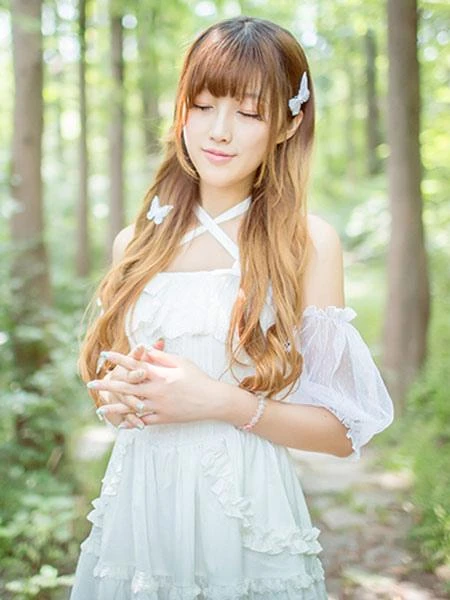 Lolitashow Sweet Lolita Dress Lace Ruffle Chiffon Lolita Jumper Skirt - Image 9