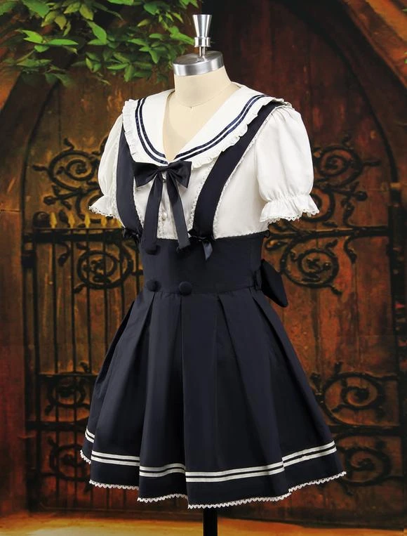 Sweet Multi Color Bow Short Sleeves Cute Lolita Outfits - Image 6