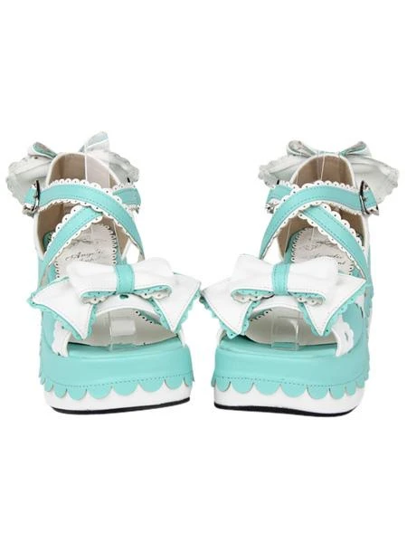Criss-Cross Bow PU Leather Lolita Sandals - Image 11