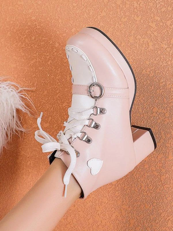 Sweet Lolita Boots Round Toe PU Leather Lolita Footwear - Image 7