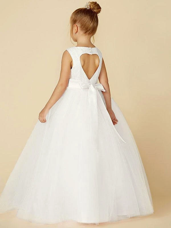 Flower Girl Dresses Jewel Neck Sleeveless Buttons Formal Ivory Kids Tulle Pageant Dresses Free Customization - Image 5