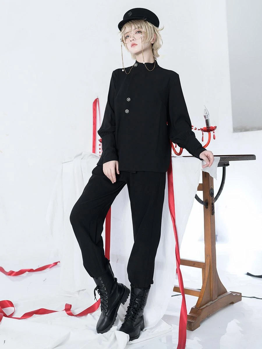 Gothic Lolita Pant Ouji Style Black Straight Lolita Trousers - Image 2