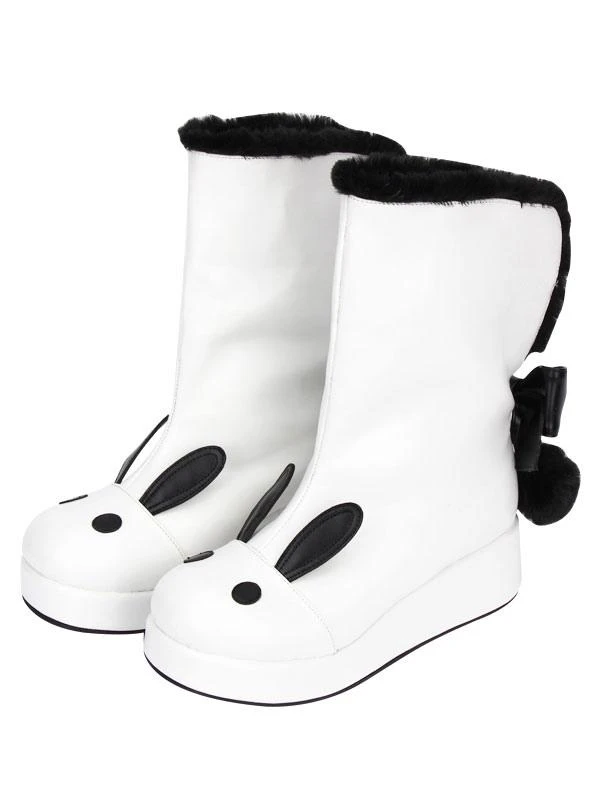 Sweet Lolita Boots Bunny Ears Round Toe PU Leather Lolita Cutie Platform Shoes - Image 2