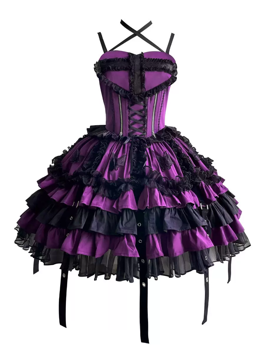 Gothic Lolita Dresses Ruffles Lace Purple Pink - Image 6