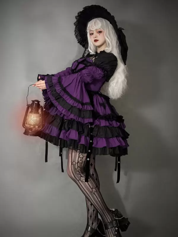 Gothic Lolita Dresses Ruffles Lace Purple Pink - Image 4