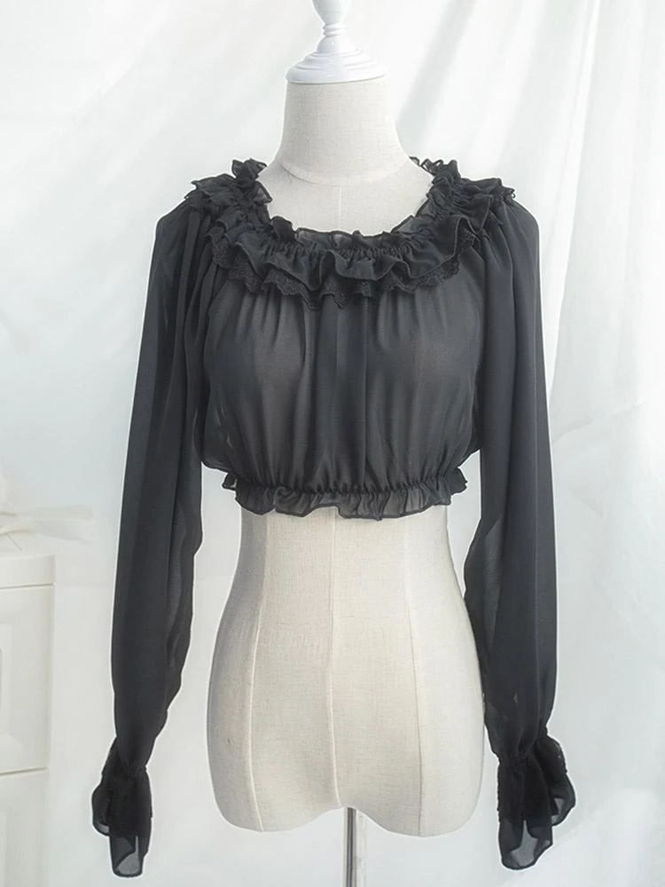 Classic Lolita Top Ruffle Chiffon Lolita Blouse