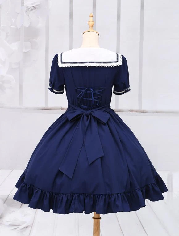 Sweet Lolita Dress Sailor Style Girl Asibuto Penta OP Lolita One Piece Dress - Image 5