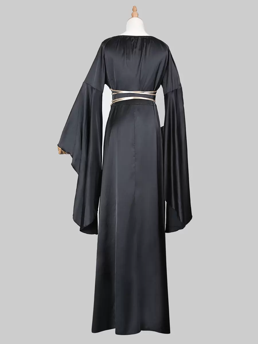 Black Vintage Costume Gothic Long Sleeves Maxi Dress For Women's Dress Carnival - Image 4