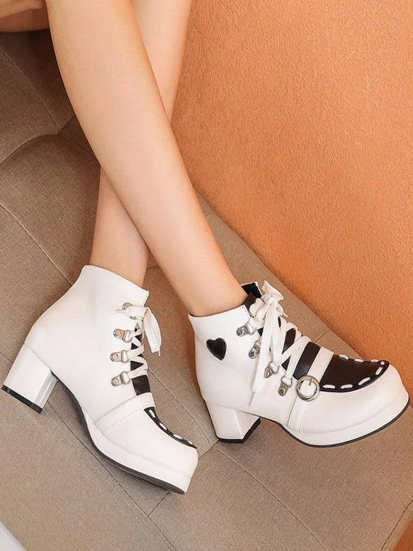 Sweet Lolita Boots Round Toe PU Leather Lolita Footwear - Image 9