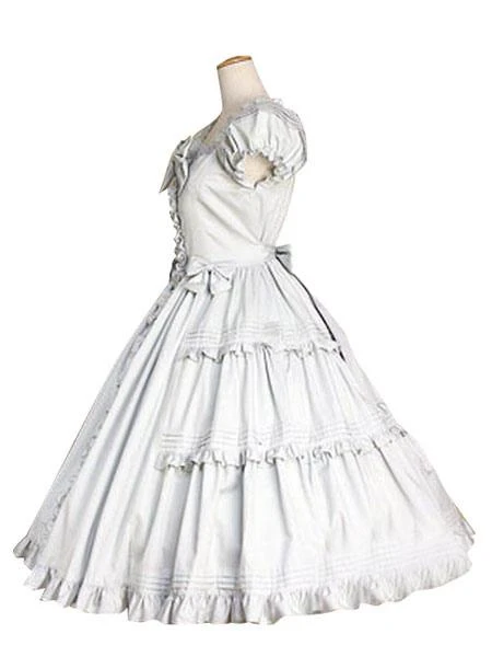 Sweet Lolita Dress OP White Cotton Short Sleeve Lolita One Piece Dress - Image 4