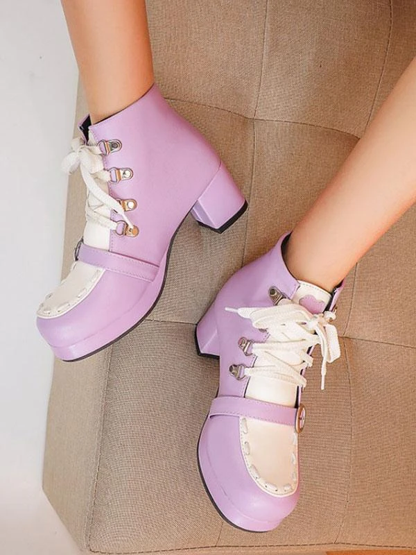 Sweet Lolita Boots Round Toe PU Leather Lolita Footwear - Image 3