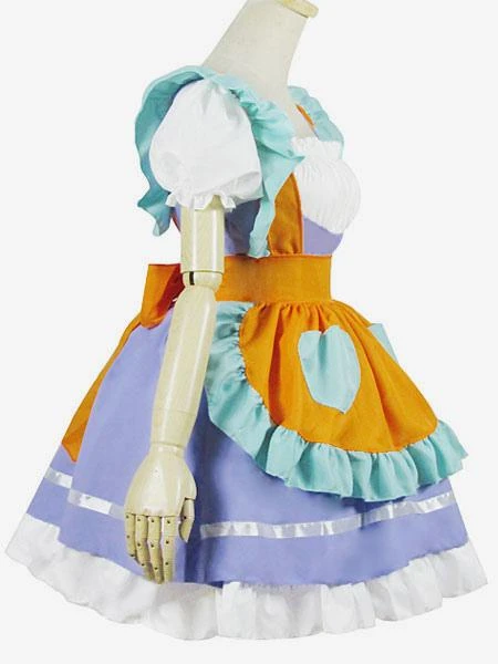 Maiden Lolita Set Color Block Ruffle Lolita Jumper Skirt With Apron - Image 2