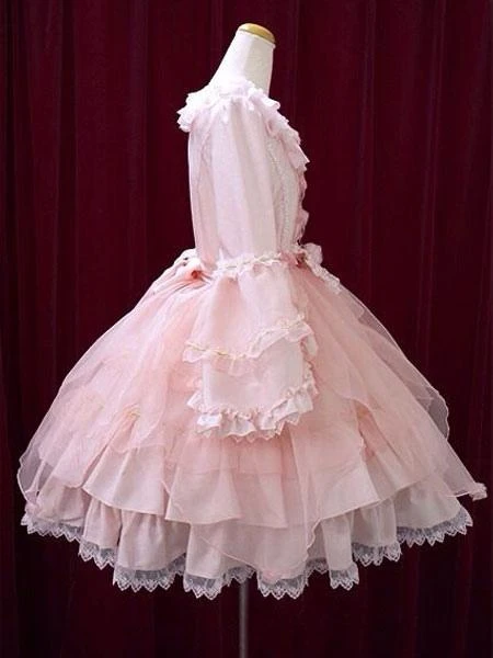 Sweet Lolita Dress OP Pink Bow Hime Sleeve Ball Gown Lolita One Piece Dress - Image 2