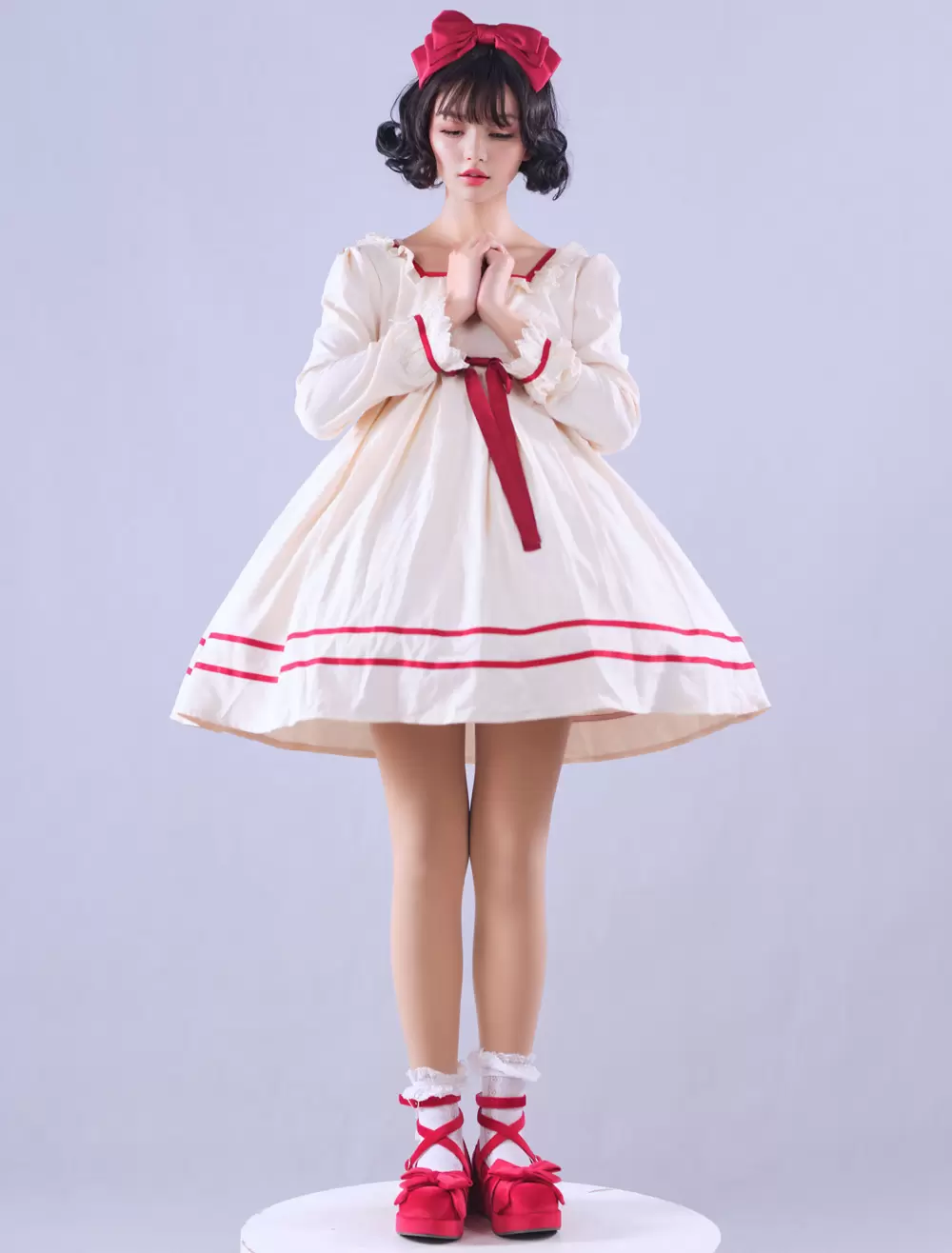 Lolitashow Exclusive Sweet Lolita Dress Polyester Long Sleeves Polyester Summer Tea Party Dress - Image 3