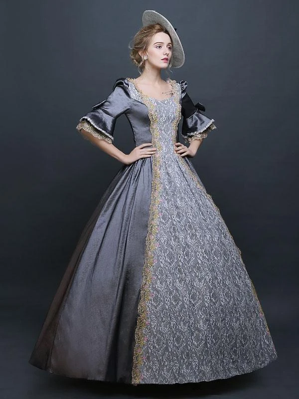 Prom Dress Retro Costume Gray Victorian Satin Ball Gown Princess Costume Carnival - Image 3