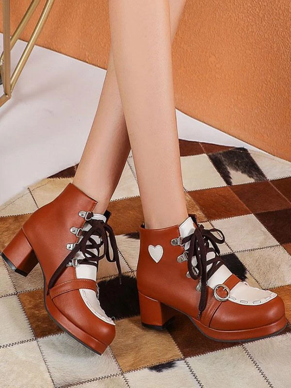 Sweet Lolita Boots Round Toe PU Leather Lolita Footwear - Image 5