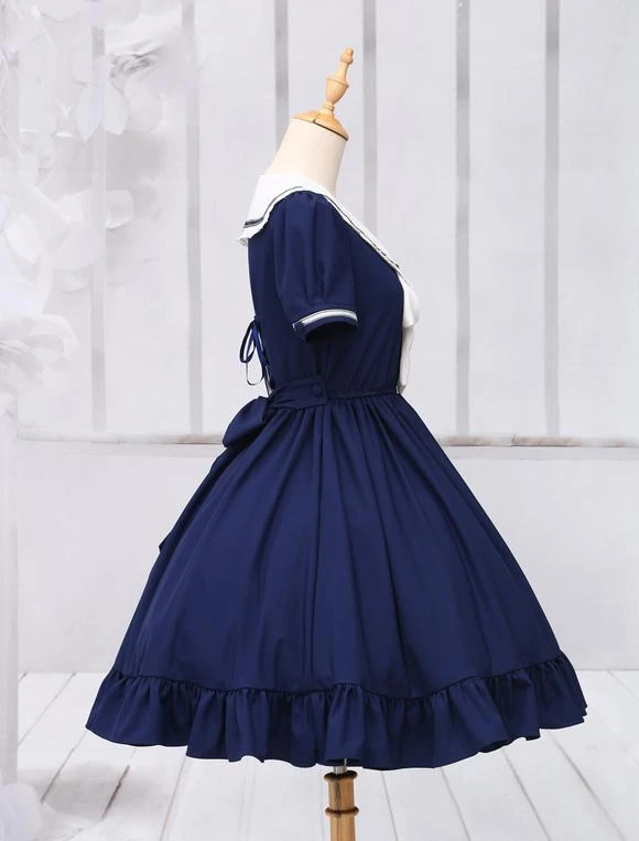 Sweet Lolita Dress Sailor Style Girl Asibuto Penta OP Lolita One Piece Dress - Image 4