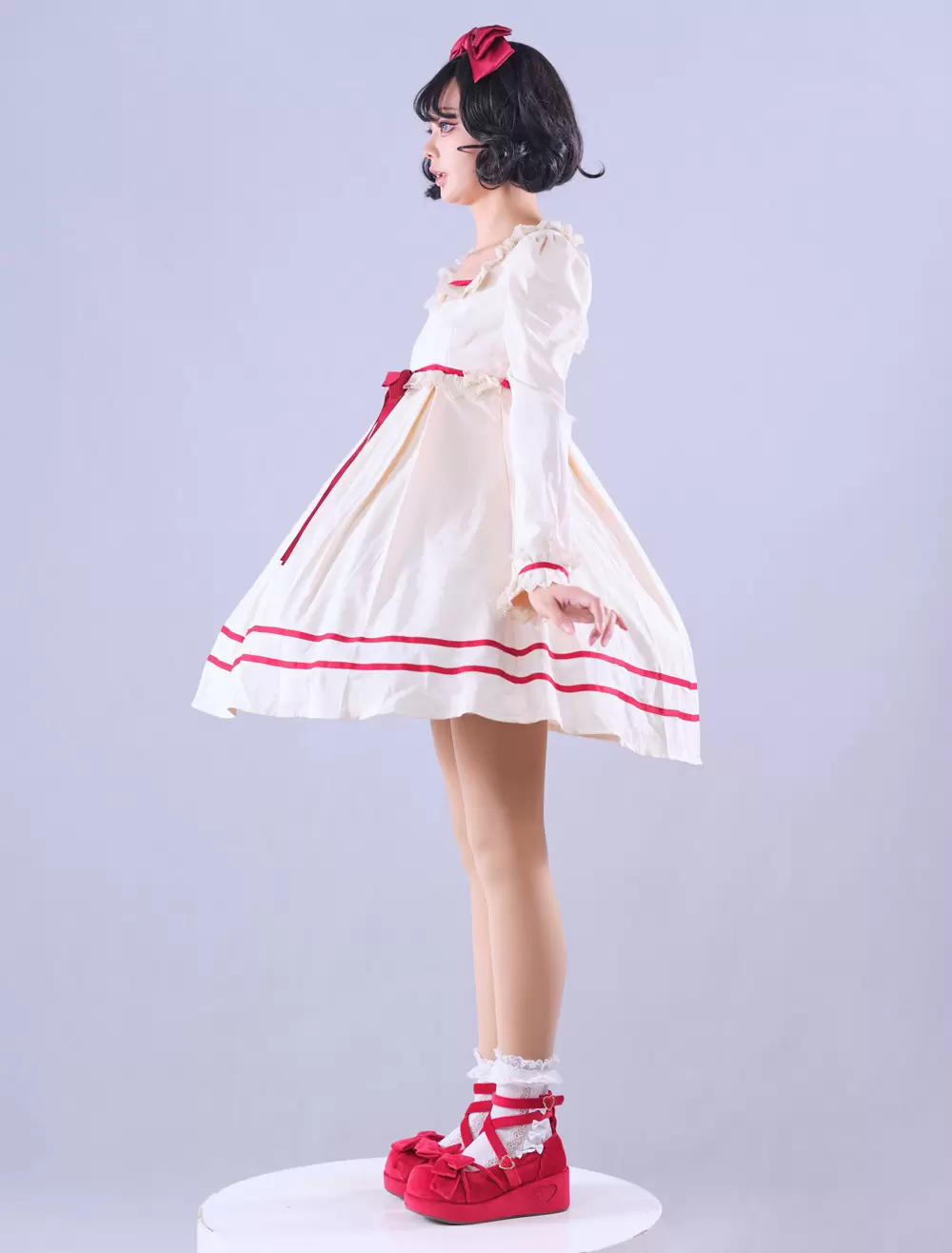 Lolitashow Exclusive Sweet Lolita Dress Polyester Long Sleeves Polyester Summer Tea Party Dress - Image 4