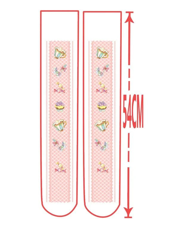 Sweet Lolita Stockings Pink Printed Lolita Knee High Socks - Image 3