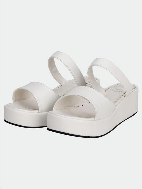 Lolitashow Matte White Lolita Platform Sandals Slippers - Image 2