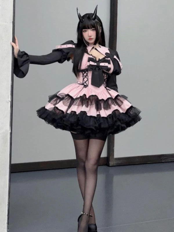 Gothic Lolita Dresses Lace Up Lace Pink Red - Image 7