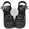 Lovely PU Leather Buckle Black Lolita Sandals
