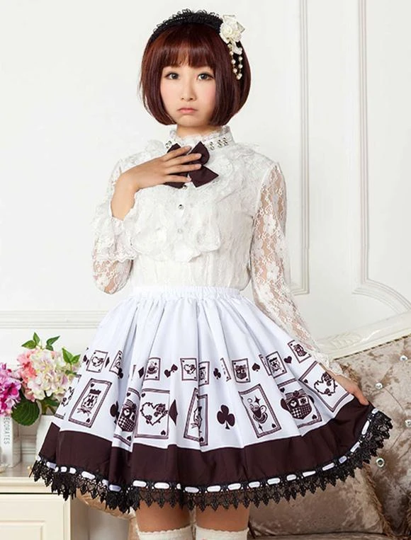Lolitashow Chocolate Printed Polyester Lolita Skirt For Girls - Image 4