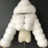 White Faux Fur Coats Hooded Short Jacket Women's Winter Outerwear