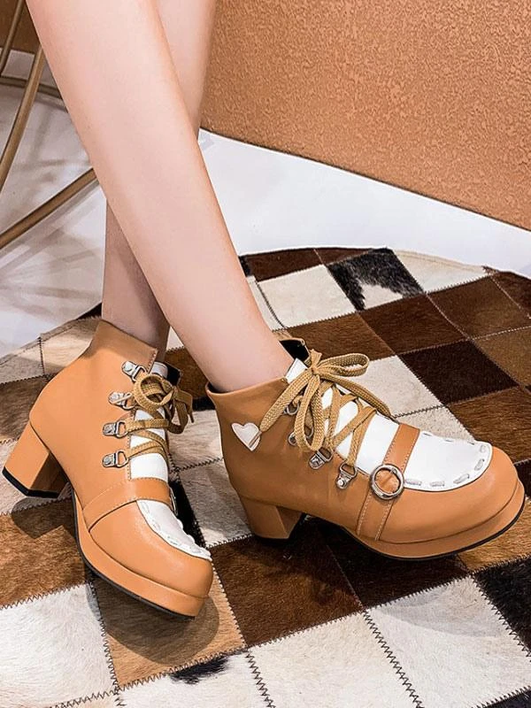 Sweet Lolita Boots Round Toe PU Leather Lolita Footwear - Image 2