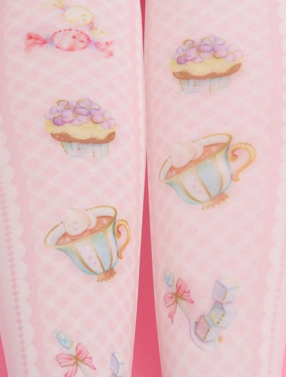Sweet Lolita Stockings Pink Printed Lolita Knee High Socks - Image 2
