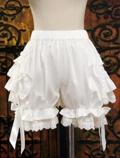 Lolita Bloomers Layered Ruffles Lace Trim Bow Ribbon