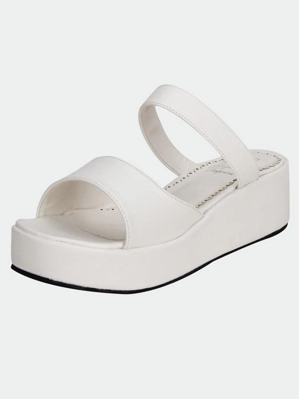 Lolitashow Matte White Lolita Platform Sandals Slippers - Image 4